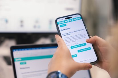 Imatge de la votació telemàtica de Junts, aquest dimecres.