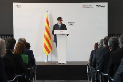 Salvador Illa durant la seva conferència a Reus