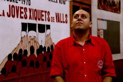 Ramsis Hijazi, refugiat palestí, i membre de la Colla Joves Xiquets de Valls.