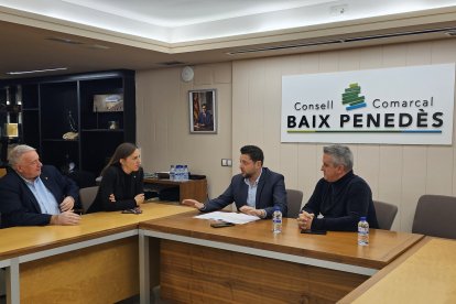 Imatge de la reunió entre Viñuales i representants del Consell Comarcal del Baix Penedès.
