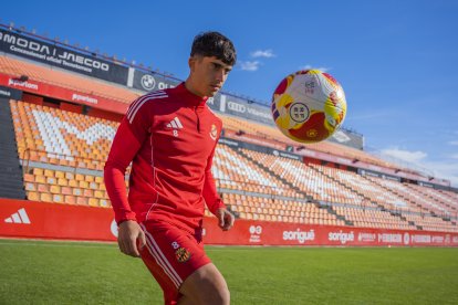El segon capità del Nàstic, Marc Montalvo, al Nou Estadi.