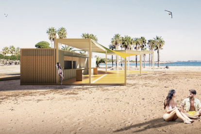 Imatge digital dels models de les noves guinguetes de sostre triangular que s’instal·laran a Cambrils