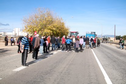 Desenes de persones participant en el tall de l'N-340 a Amposta per denunciar l'abandonament de les Terres de l'Ebre