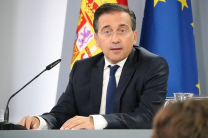 El Ministre d'Exteriors, José Manuel Albares, aquest dimarts en roda de premsa