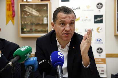 Òscar Ordeig en roda de premsa a Lleida