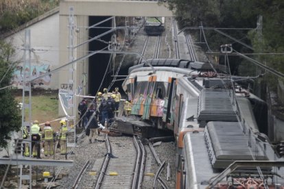 Imatge del tren accidentat a Gelida