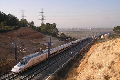 Imatge del tram d'alta velocitat a l'Espluga de Francolí.