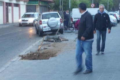 Un tot terreny s'emporta un arbre i mobiliari urbà a prop de l'estació de trens de Tarragona