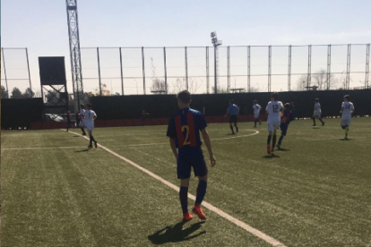 Sentada dels jugadors del CD la Floreta al camp del Barça
