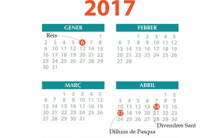 El calendari laboral del 2017