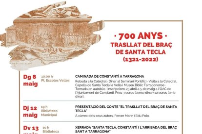 Tarragona i Constantí commemoren els 700 anys del trasllat del braç de Santa Tecla