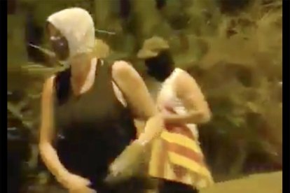 Unos encapuchados descuelgan esteladas y amenazan con un cuchillo a dos vecinos de Verges