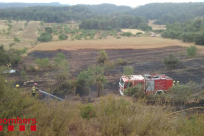 Un incendio de vegetación agrícola afecta uno hectárea y media en l'Espluga de Francolí