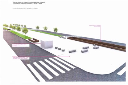 La Rambla Nova estrenarà barreres de formigó amb forma de banc i cub
