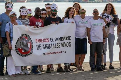 Asociaciones animalistas se concentran en contra del transporte de animales vivos en el Port de Tarragona
