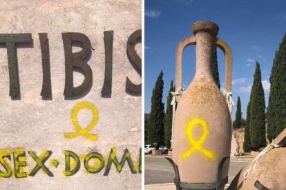 Apareixen llaços grocs pintats sobre patrimoni municipal de Tivissa