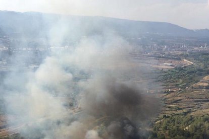 Un incendi forestal afecta el barri de Sant Salvador
