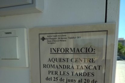 Reclamen que el consultori de la Canonja no tanqui a les tardes