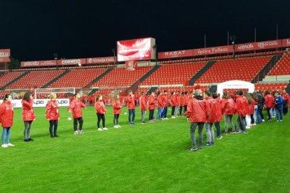 Miembros del Nàstic durante la inauguración de la Liga Genuine.