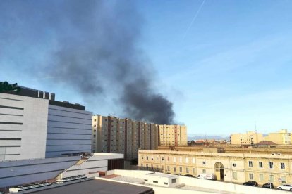 Quema una zona de cañas detrás del Parc Riuclar
