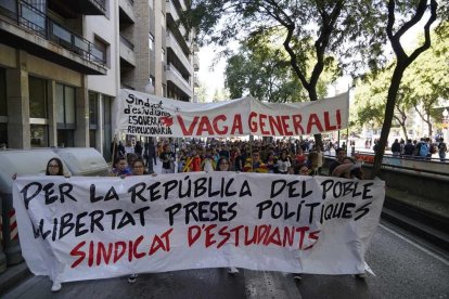 Imagen de la manifestación de estudiantes en Tarragona este jueves.
