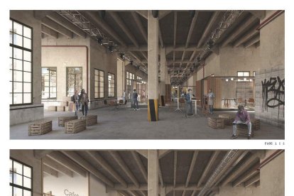 Imagen de cómo quedará el interior de la Tabacalera y su evolución por fases.