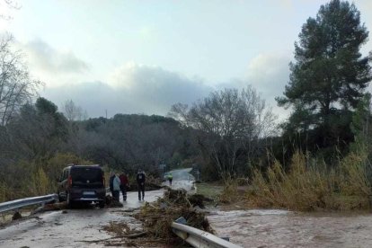 Dues carreteres tallades per esllavissades i inundacions, una a la Bisbal de Falset i l'altra a Aiguamúrcia