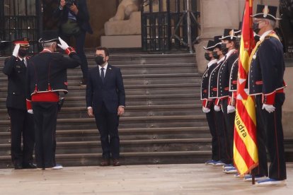 Pere Aragonès toma posesión como 132.º presidente de la Generalitat en el Patio de los Naranjos