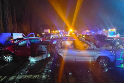 Una treintena de heridos en un choque múltiple en la C-32 en Calella durante una intensa granizada