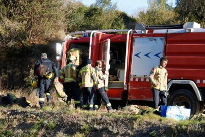 Un incendio de vegetación quema entre la Selva del Camp y Vilaplana