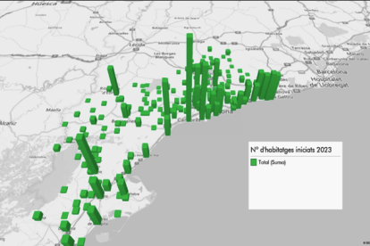 Mapa de densidad de vivienda nueva en Tarragona en el 2023.