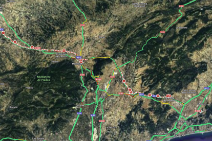 Imagen de las afectaciones en la autopista AP-2.
