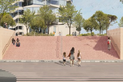 Render de la futura escalinata del Parc del Port..