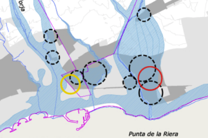 Imagen de las zonas con alto riesgo de inundación en Cambrils.