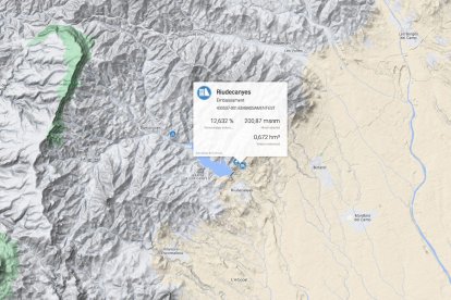 Mapa amb l'estat del pantà de Riudecanyes.