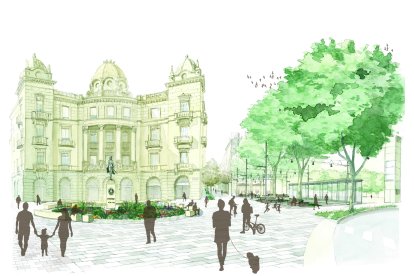 Imagen virtual de cómo quedaría la remodelada plaza del Pintor Fortuny, uno de los proyectos a ejecutar
