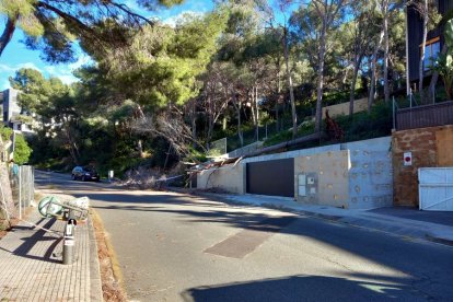 Un arbre caigut pel vent a la urbanització la Móra de Tarragona