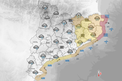 Imatge del mapa de predicció general d'aquest dilluns a la tarda