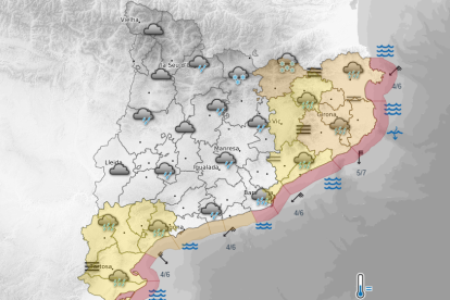 Imatge del mapa de la predicció general d'aquest dimarts al matí