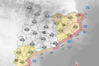 Imatge del mapa de la predicció general d'aquest dimarts a la tarda