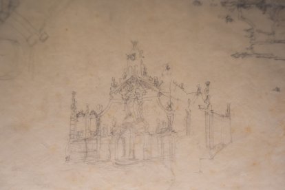 Esbozo de Antoni Gaudí de su proyecto para la fachada del Santuario de Misericordia.
