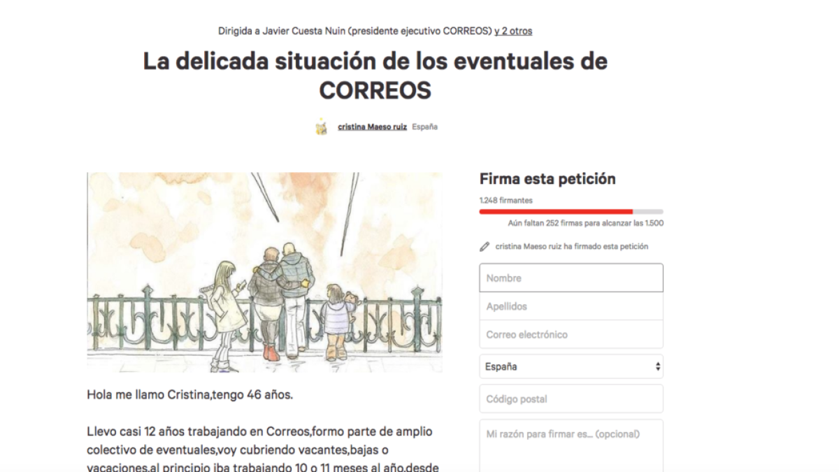 Una tarragonina inicia una campanya a Change.org per modificar els 'contractes eventuals' de Correos