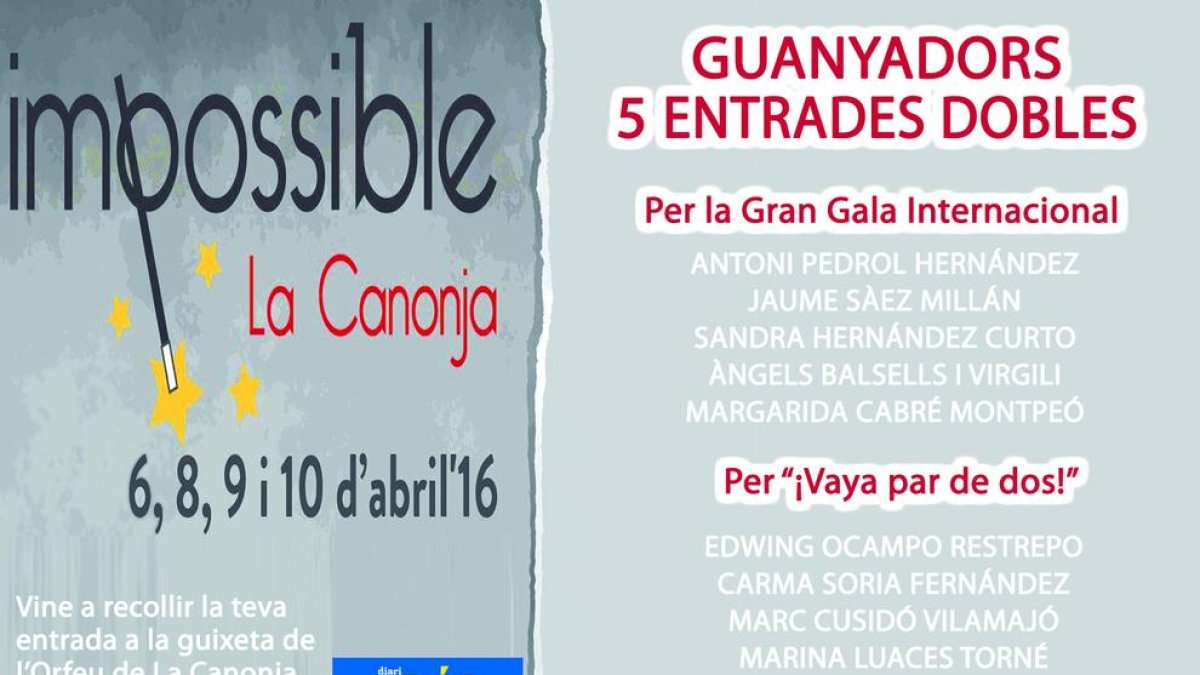 Consulta els guanyadors de les entrades per a 'Impossible'