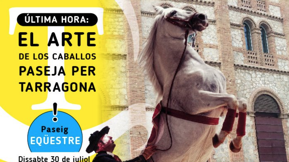 Los caballos del espectáculo El Arte de los Caballos Andaluces pasean por Tarragona