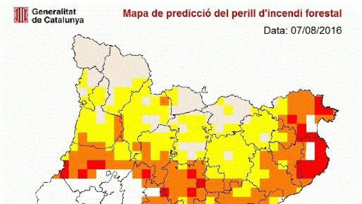 El mapa de predicció del perill d'incendi forestal