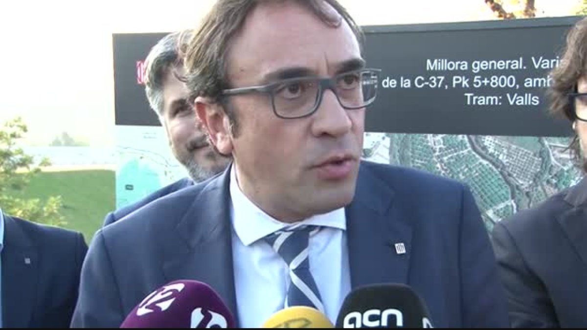 El consejero Josep Rull durante las declaraciones realizadas en la inauguración de la nueva variante de Valls.