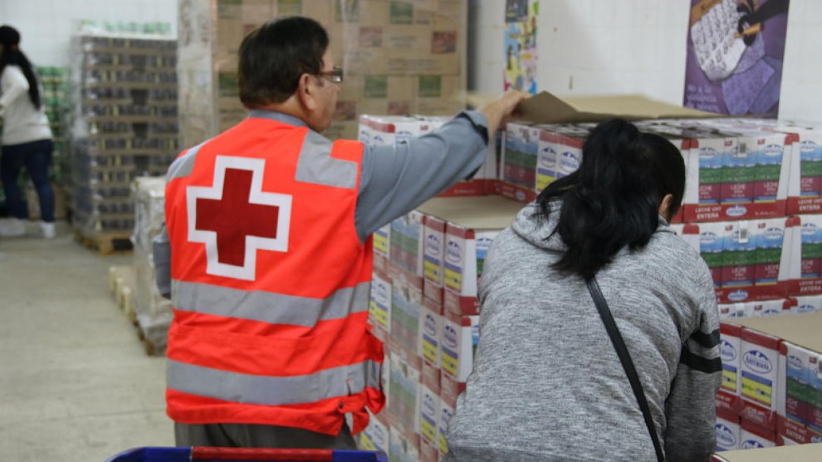 Se distribuyen quince productos nutritivos para que las personas desfavorecidas puedan elaborar una comida concreta.