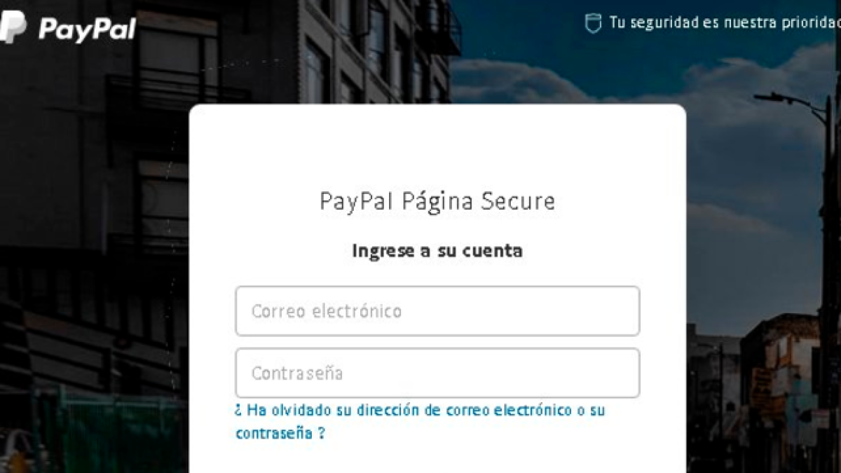 L'enllaç del correu duu a aquesta pàgina web, que sembla la de PayPal.