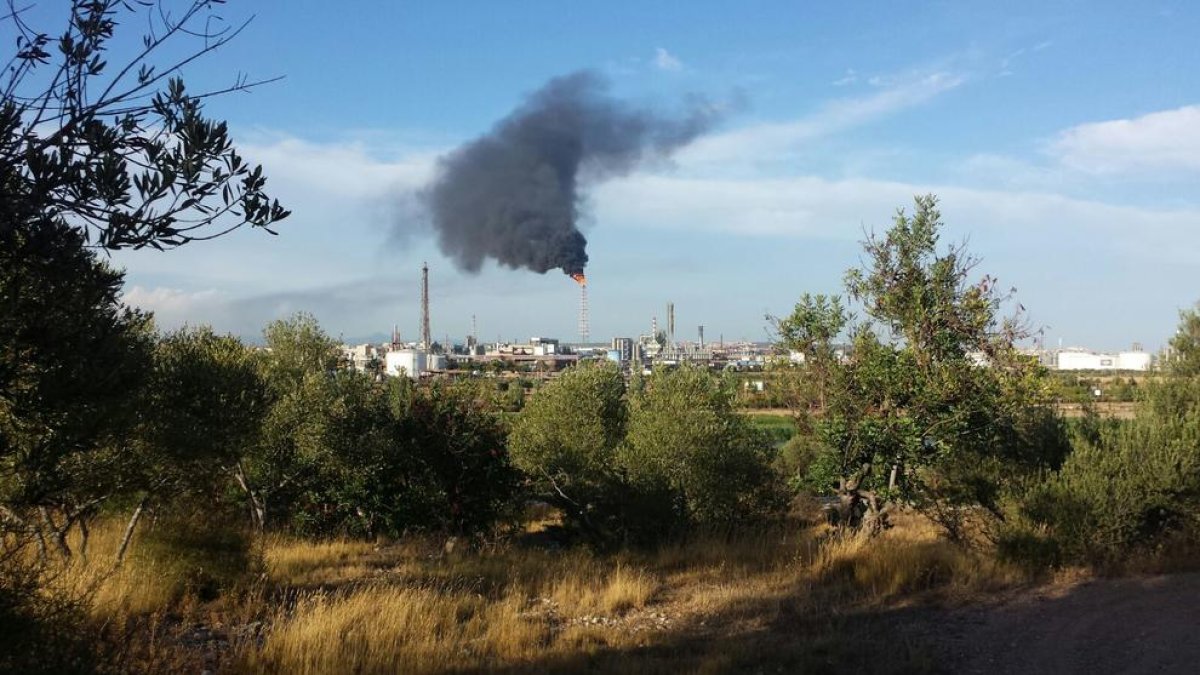 La planta de BASF-Sonatrach emet un intens fum negre a causa d'una parada