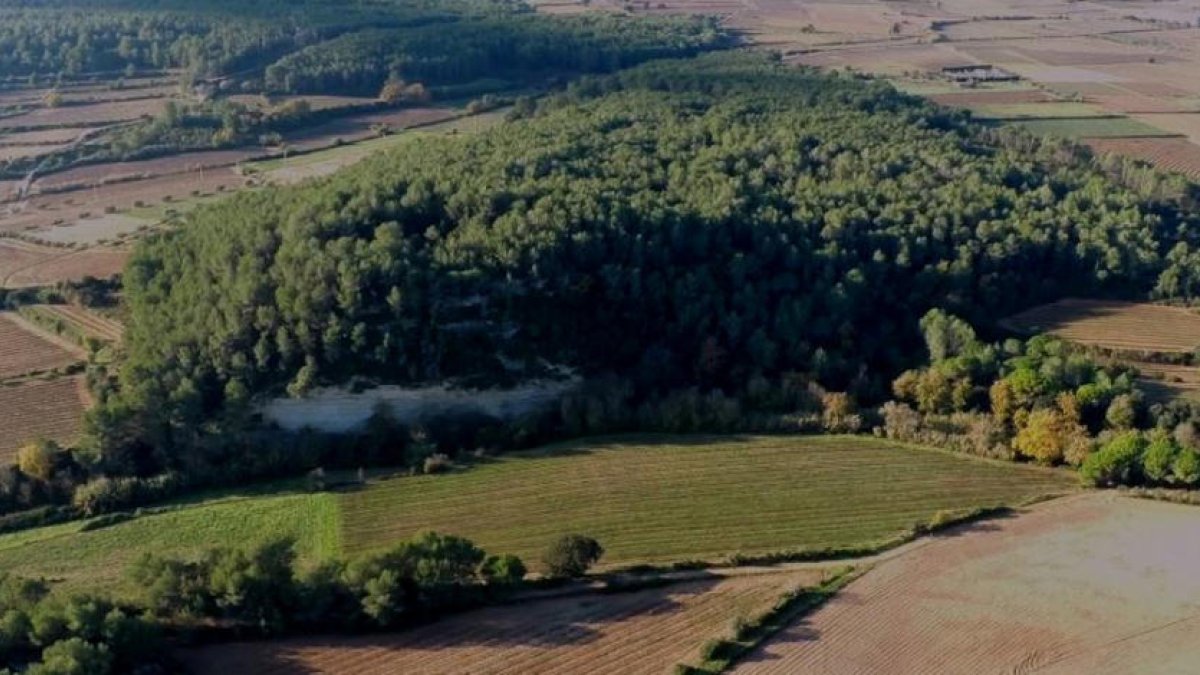 Vista aèria de l'indret on es troba La Timba de Santa Bàrbara